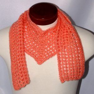Peach Hand Crocheted Triangular SCARF